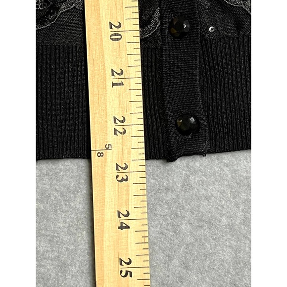 Charter Club Lace Embellished Button Cardigan (Deep Black, M) - Picture 6 of 8
